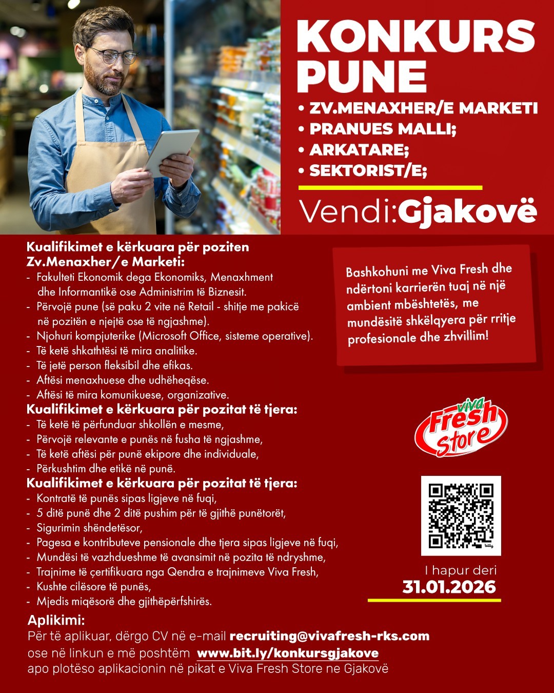 Zv. Menaxher/e Marketi, Pranues Malli, Arkatare. Sektorist/e - Gjakovë